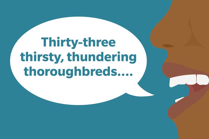 Tongue Twister: Thirty-three thirsty, thundering thoroughbreds...