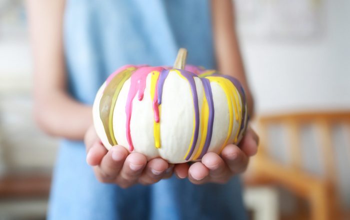 Colorful pumpkin.Art background for Halloween concept, with soft focus and shallow depth of field composition.