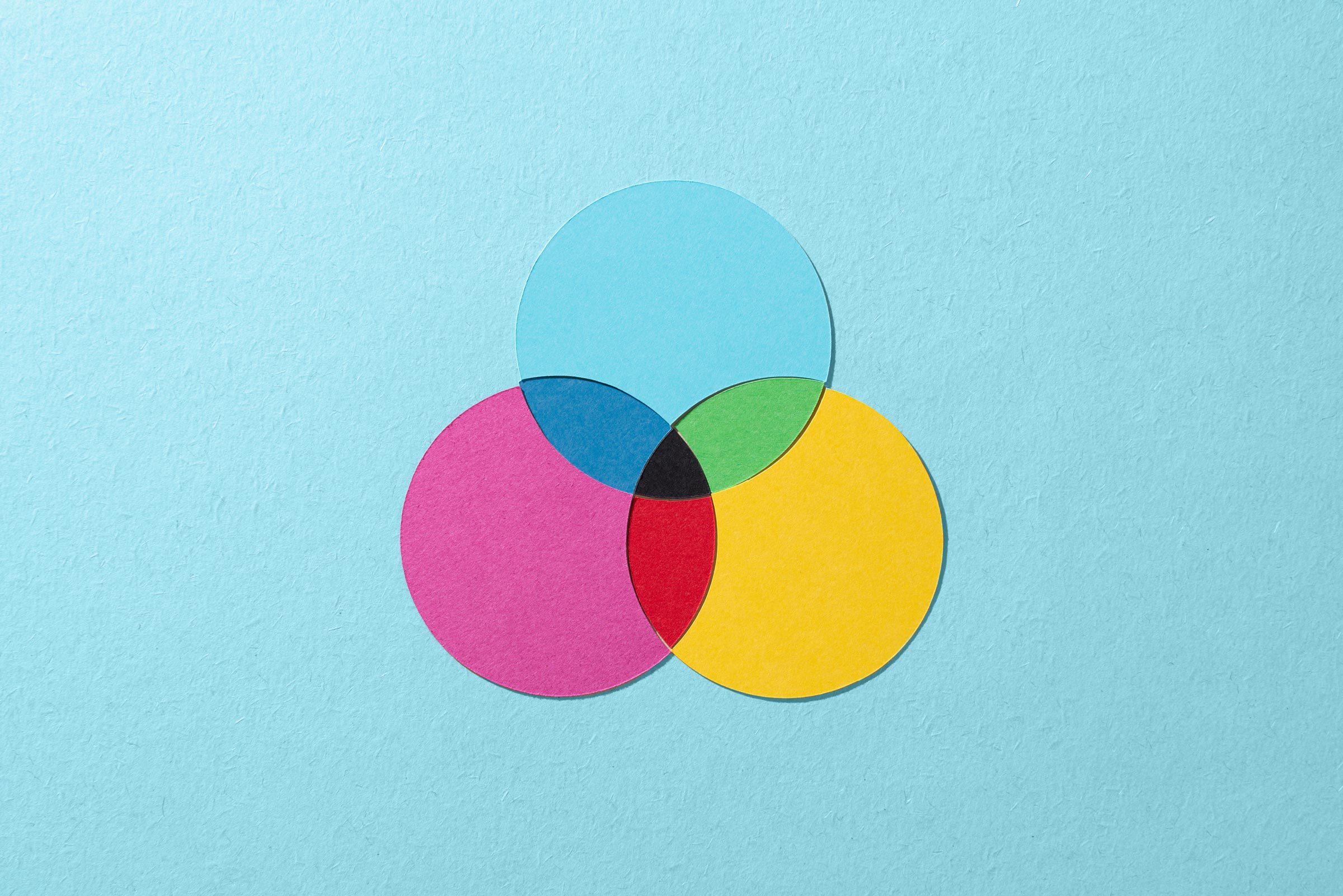 colorful venn diagram on blue background