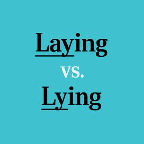 text: Laying Vs Lying, on blue background