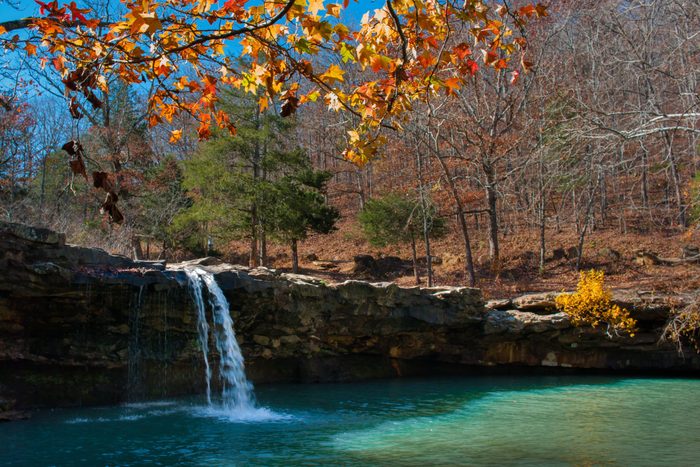 Fall foliage at Falling Water Falls in Ozark National Forest, Arkansas