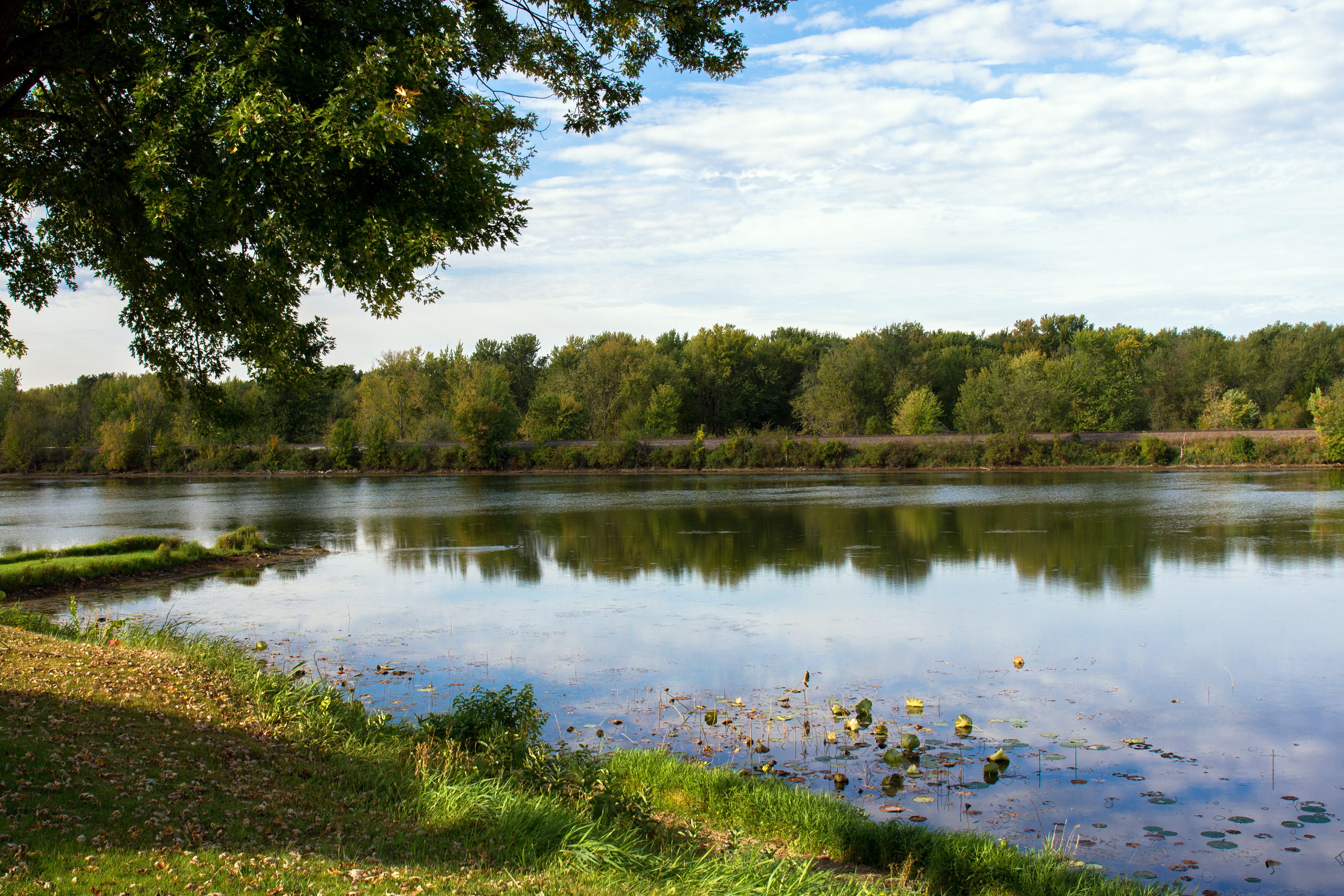 View across the Mississippi River from the Great River Road in Wisconsin to Minnesota