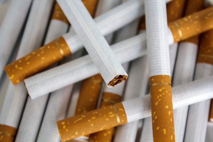 Pile of cigarettes. Top view