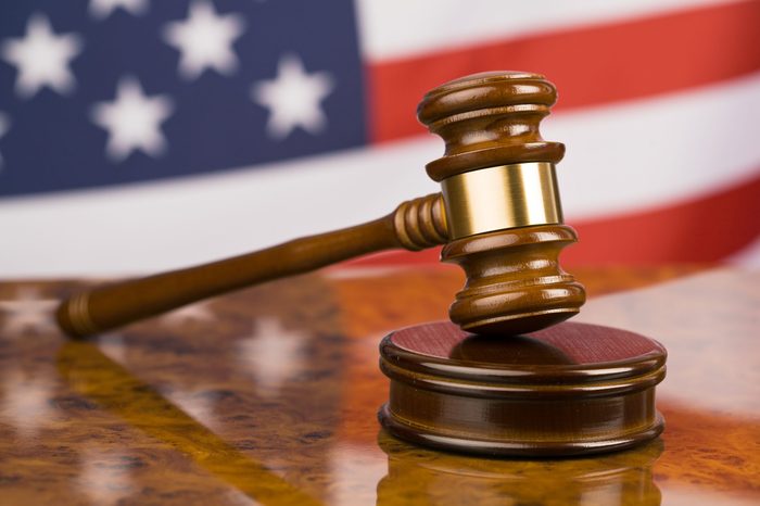 Gavel and american flag, symbol for jurisdiction