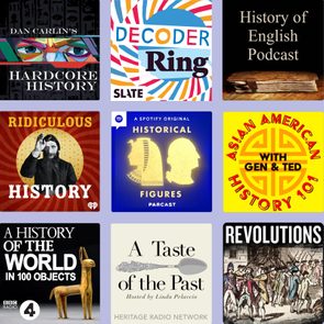 History Podcasts on a background
