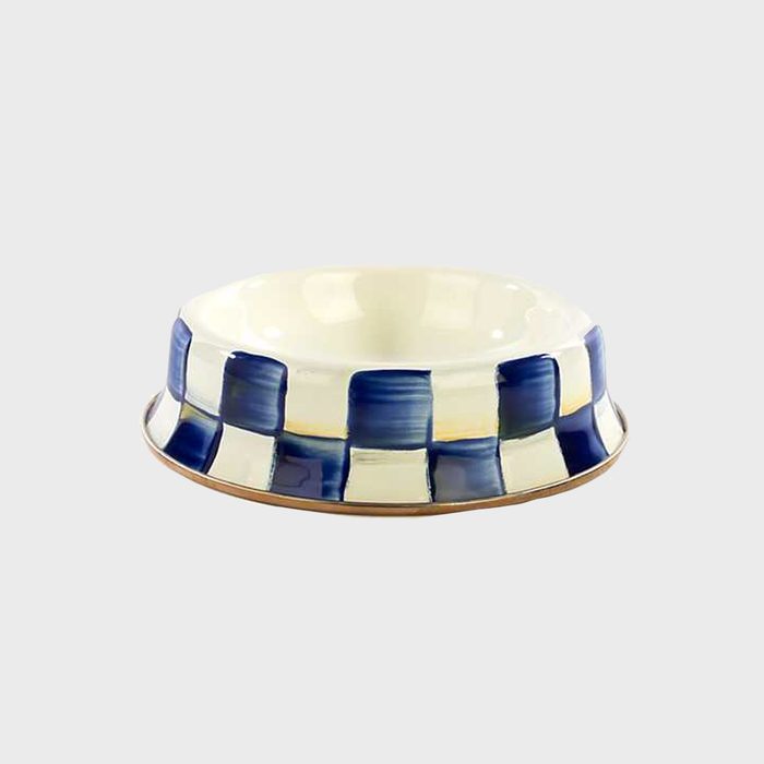 Mackenzie Childs Royal Check Enamel Cat Dish