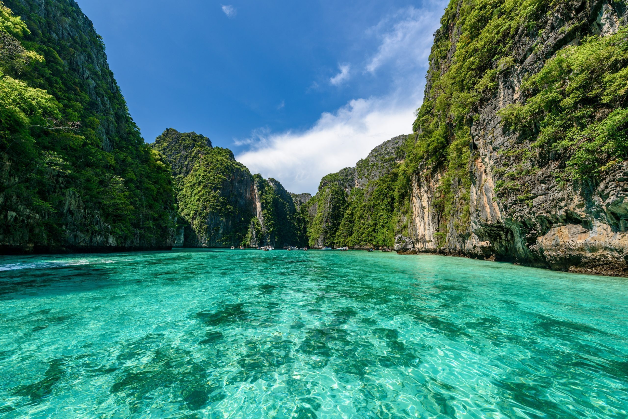 Beautiful crystal clear water at Pileh bay at Phi Phi island near Phuket, Thailand