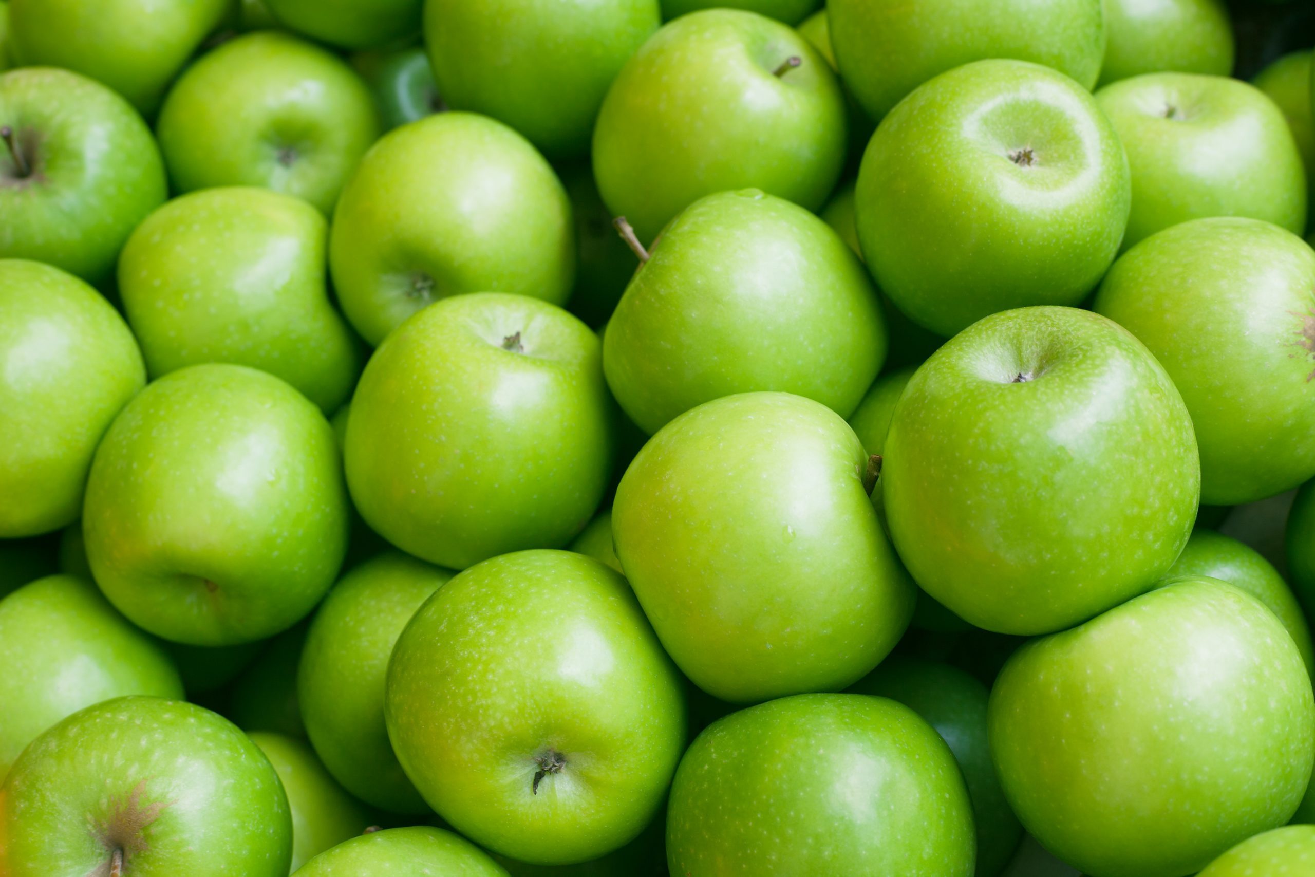 Apple. Green background.