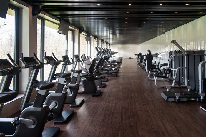 Equipment And Machines At The Modern Gym Room Fitness Center