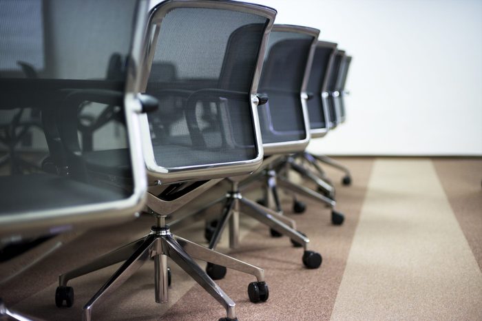 Empty business conference room interior.