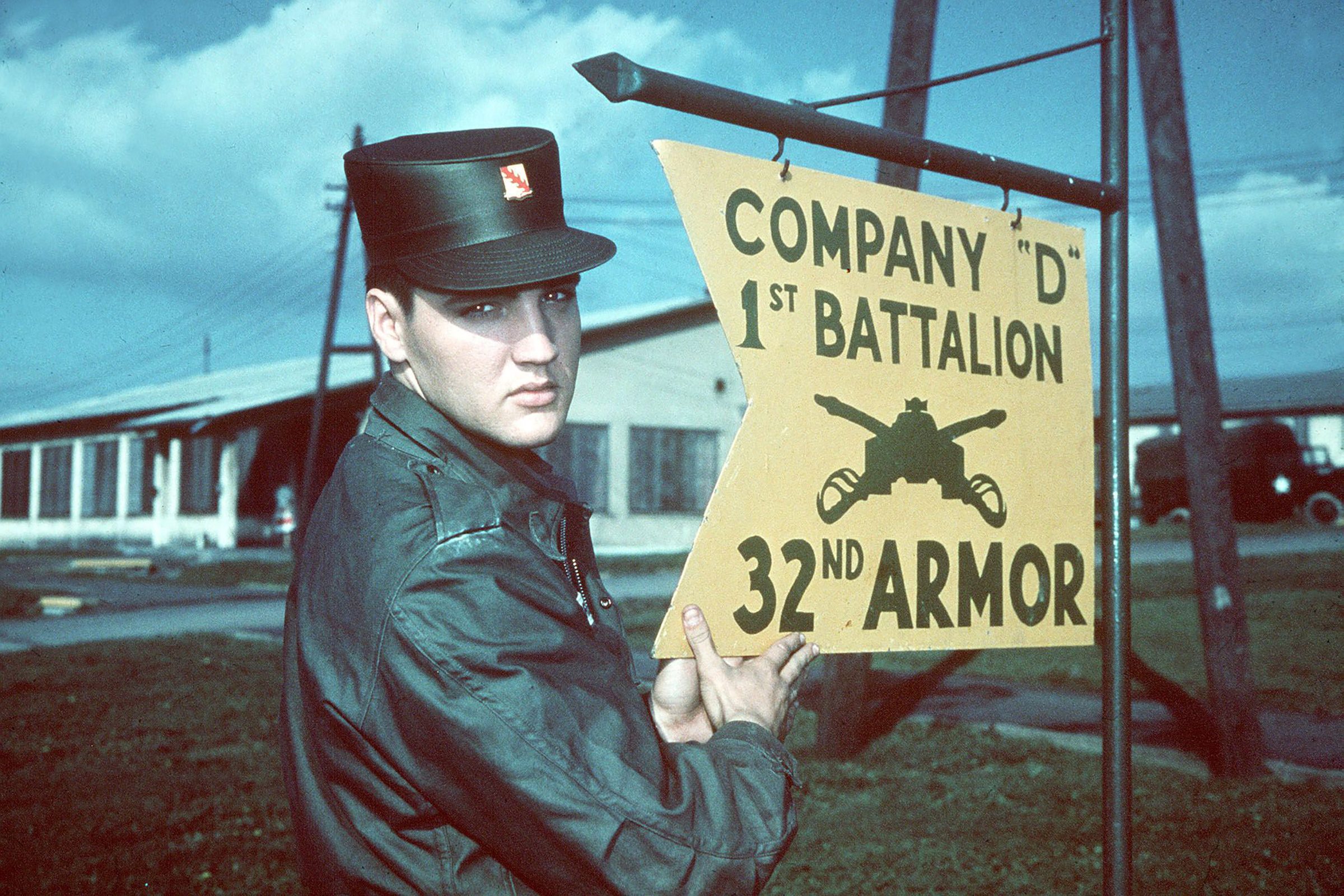 Mandatory Credit: Photo by AP/Shutterstock (7395468a) ELVIS PRESLEY: ... the "Pelvis", in Army uniform at Company "D" 1st Battalion 32nd Armor, barracks area, Friedberg, West Germany. Undated picture Elvis Presley, FRIEDBERG, Germany