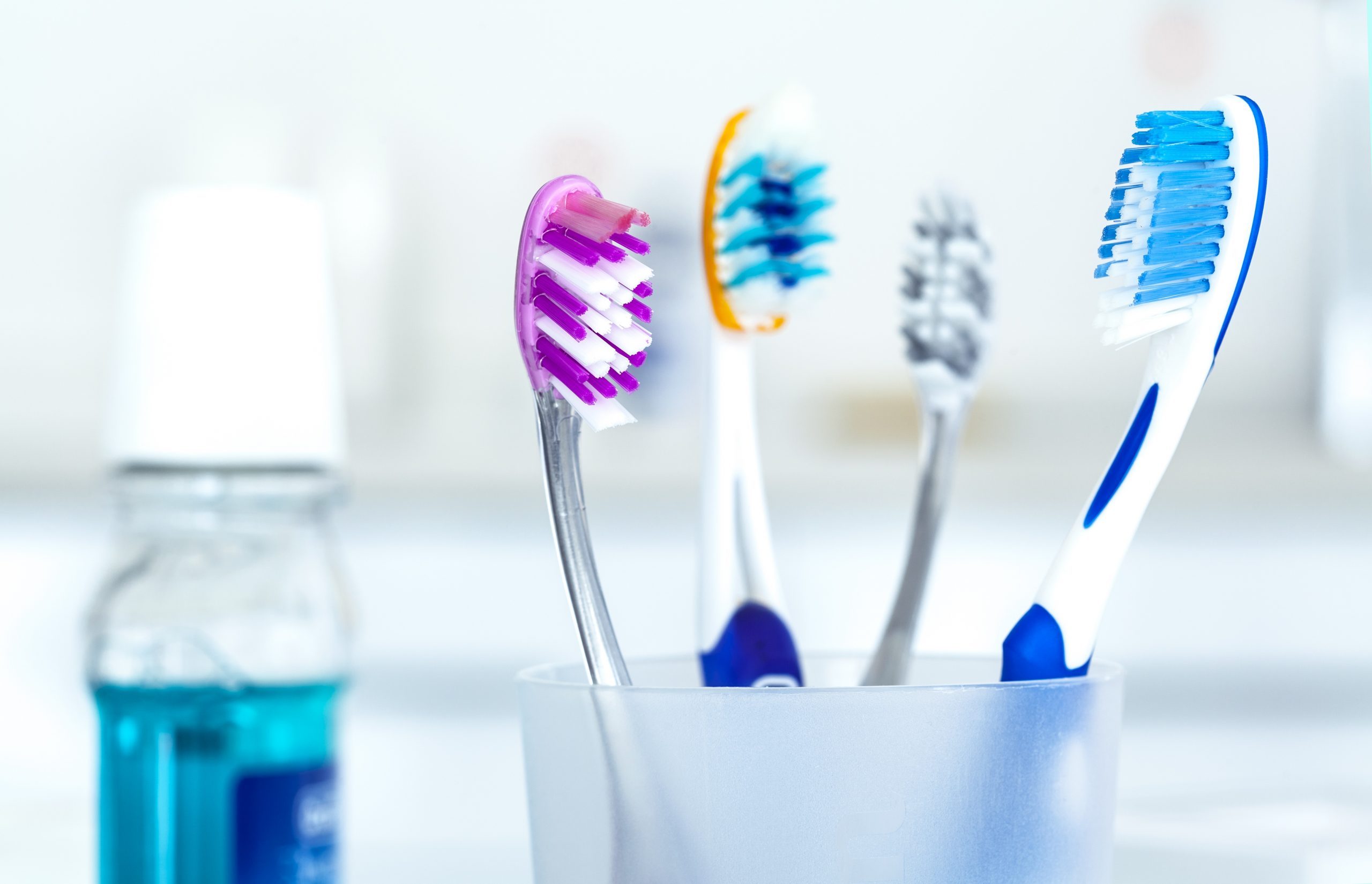 Tooth brushes in glass