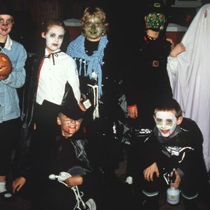 Mandatory Credit: Photo by Paul Brown/Shutterstock (169868d) CHILDREN IN TRADITIONAL HALLOWEEN COSTUMES VARIOUS, BRITAIN - 1990