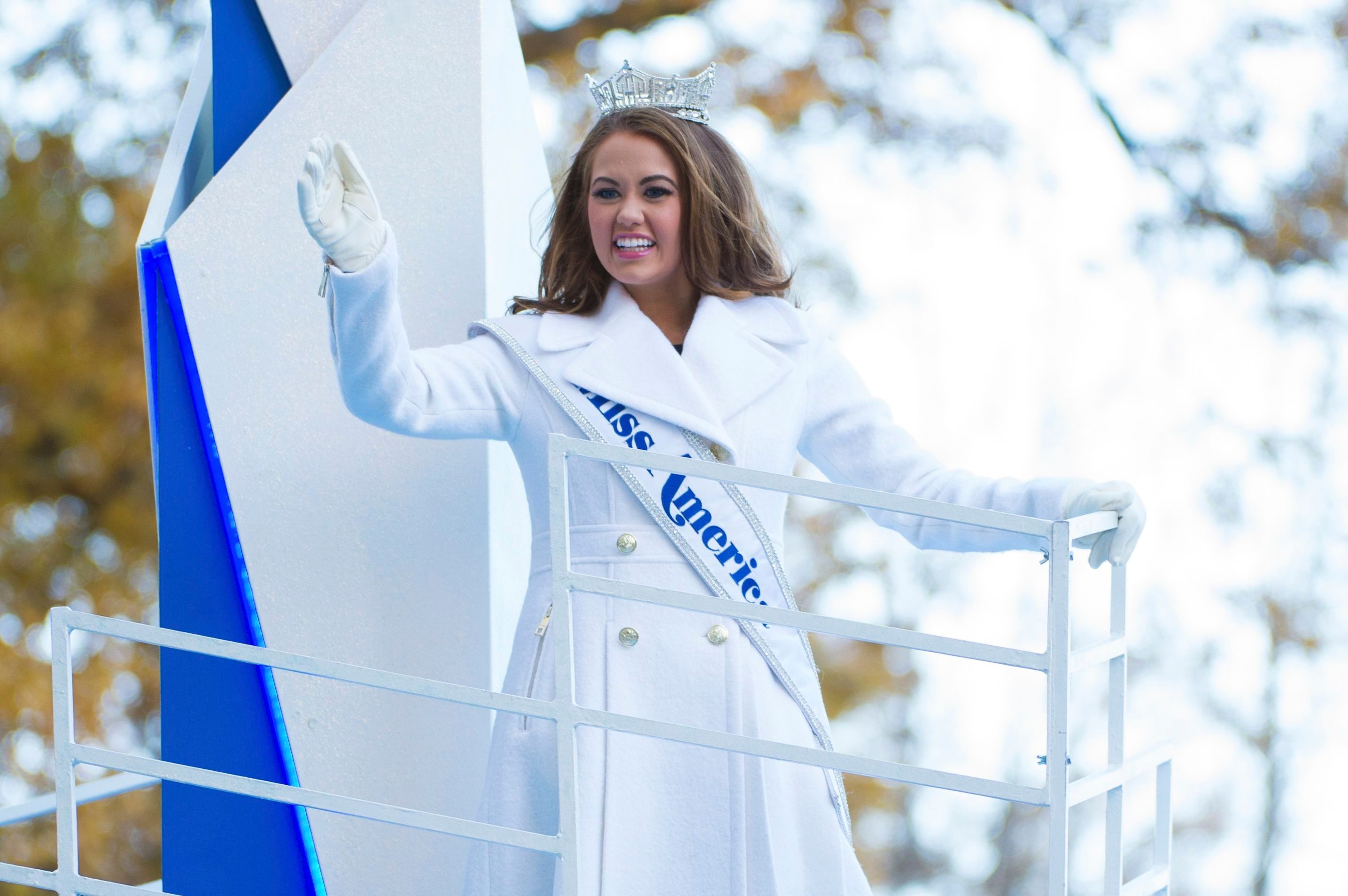 Mandatory Credit: Photo by Invision/AP/Shutterstock (9238261dx) Miss American 2018, Cara Mund, is seen at the 91st Macy's Thanksgiving Day Parade, in New York 2017 Macy's Thanksgiving Day Parade Performances, New York, USA - 23 Nov 2017