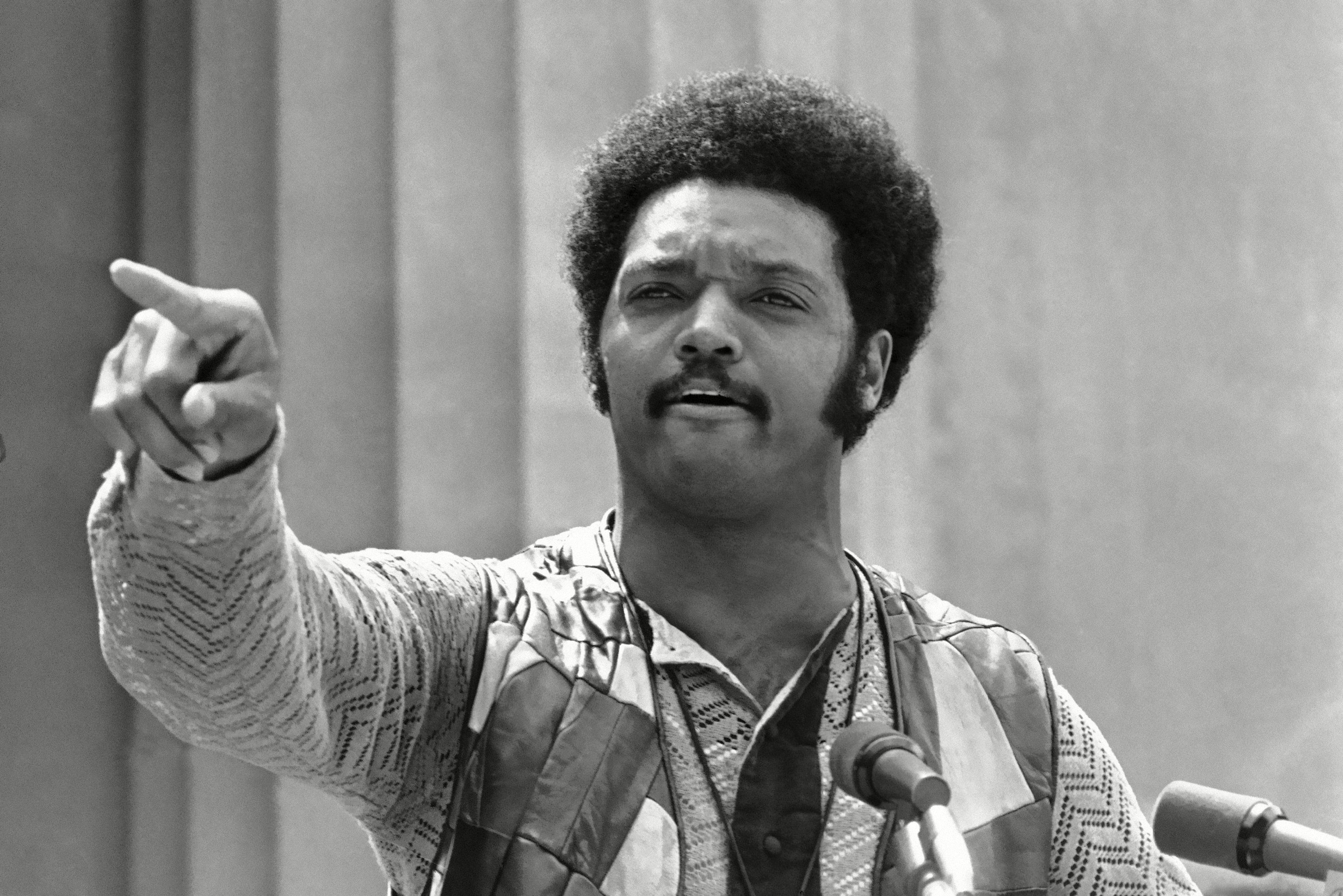 Mandatory Credit: Photo by Sal Veder/AP/Shutterstock (6634058a) Jesse Jackson of Southern Christian Leadership Conference speaks at a University of California rally at Greek Theater in Berkeley Jesse Jackson, Berkeley, USA