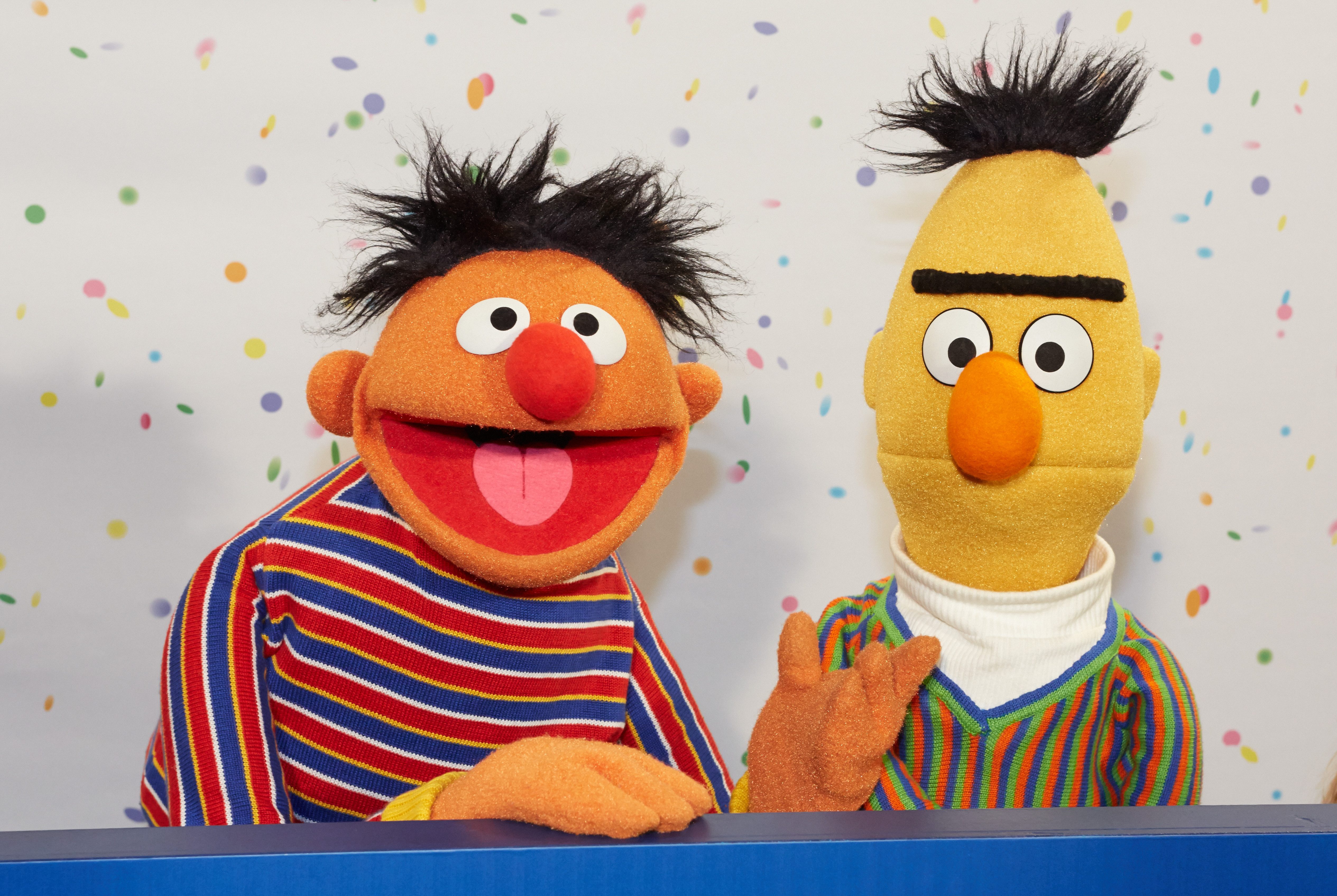 Mandatory Credit: Photo by Georg Wendt/EPA/Shutterstock (8228646a) Sesame Street Muppets Ernie and Bert Pose For Photographs During a Press Conference on the 40th Anniversary of the Sesame Street in Hamburg Germany 07 January 2013 on 08 January 1973 the Children's Television Series Sesame Street Premiered in Germany Germany Hamburg Germany Television - Jan 2013