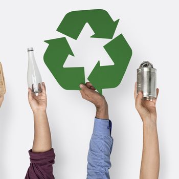 Hand Hold Show Recyclable Things with Symbol