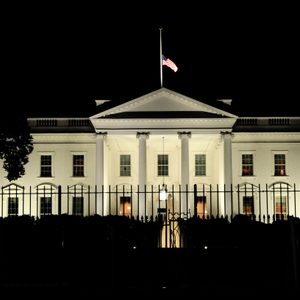 The North Lawn of the White House in the night, Washington D.C.