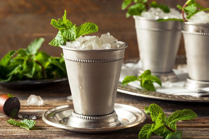 Cold Refreshing Classic Mint Julep with Mint and Bourbon