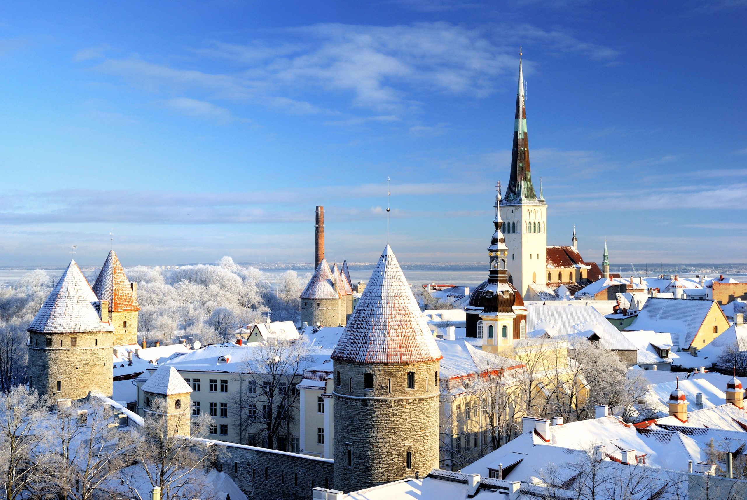 Tallinn city panoramic winter landscape. Estonia.