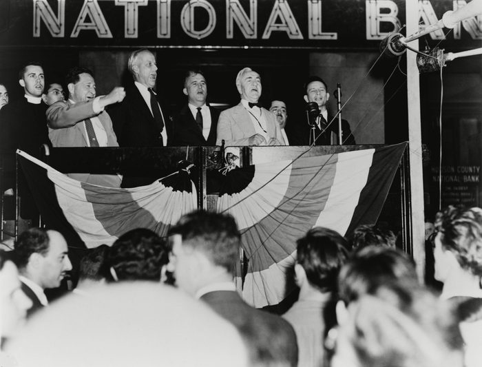 Mandatory Credit: Photo by Everett/Shutterstock (10289999a) ACLU leaders celebrate a labor victory in the Supreme Court case, Hague v. CIO of June 5, 1939. The Court held that Jersey City Mayor Frank Hagues ban on political meetings violated the First Amendment right to freedom of assembly. L-R: John Hutchinson, Arthur Garfield Hayes, Norman Thomas, George Hollinshead, and Archie Ball. Historical Collection