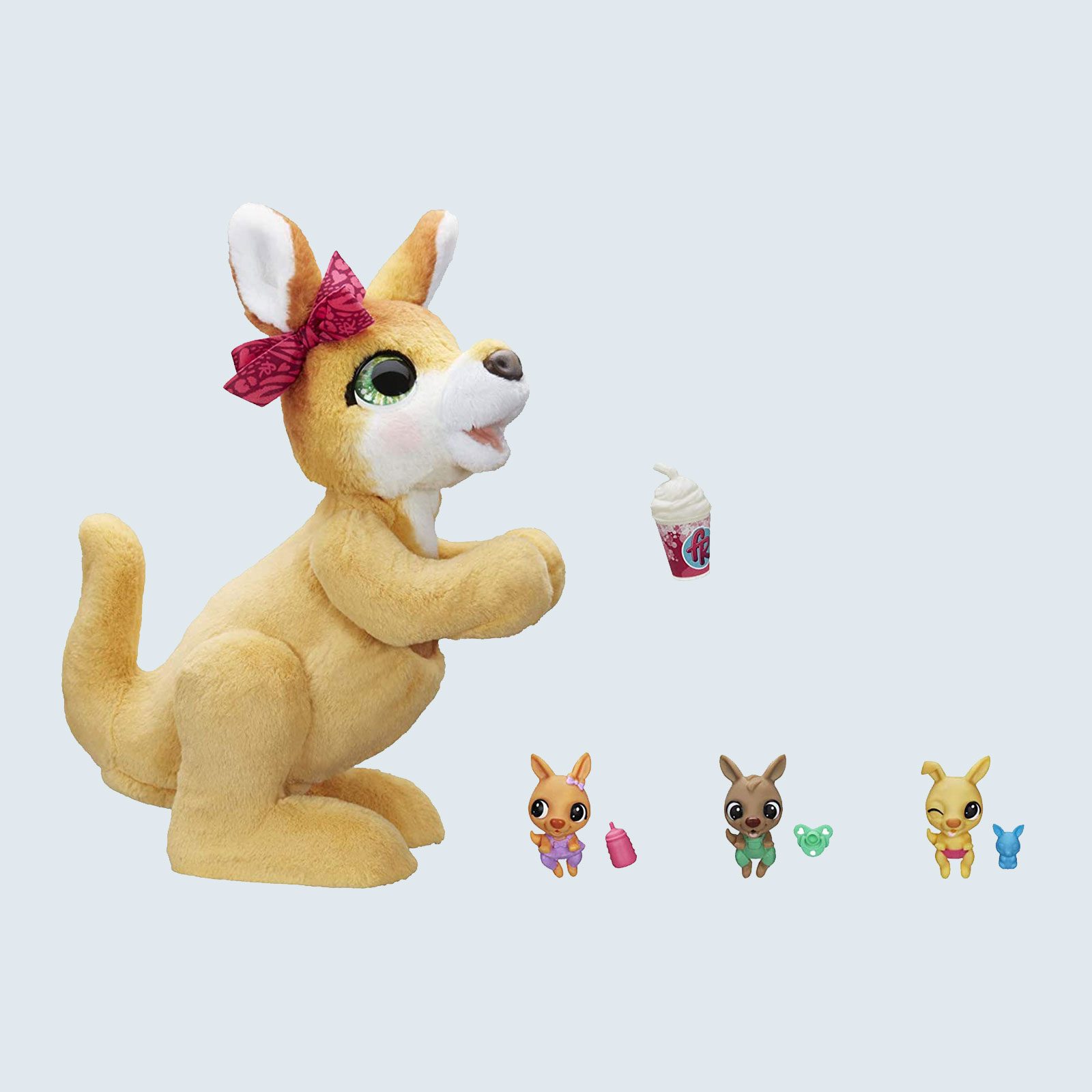 Stuffed kangaroo with small animals to fit in pouch