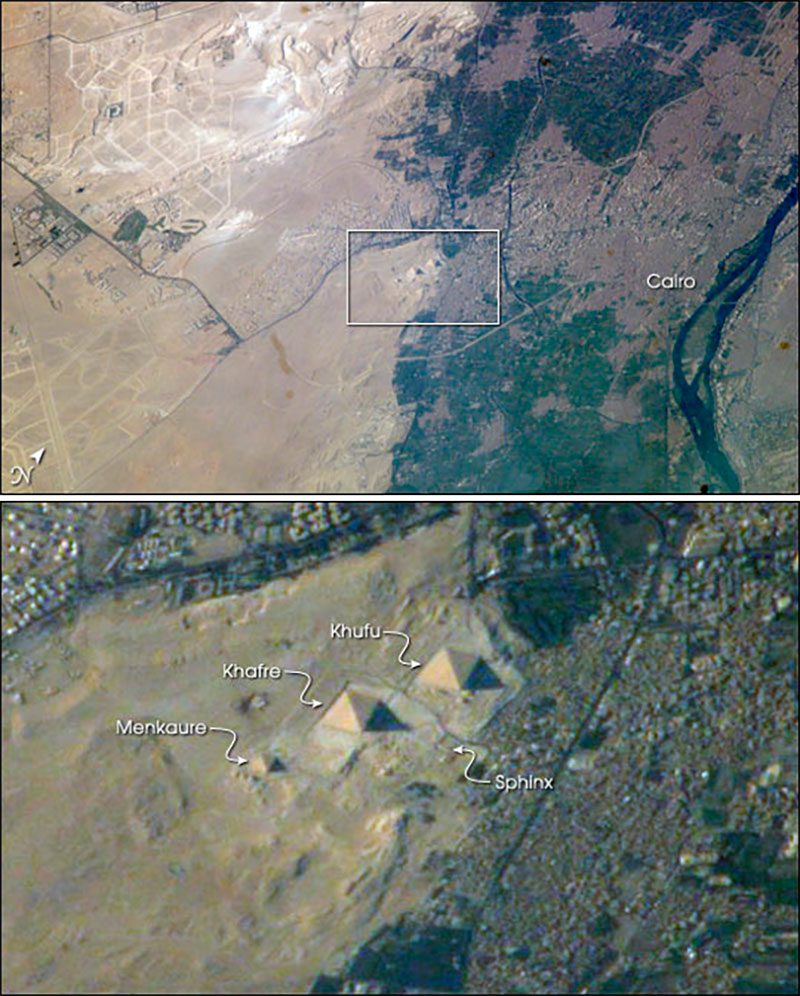 great pyramid of giza from space nasa