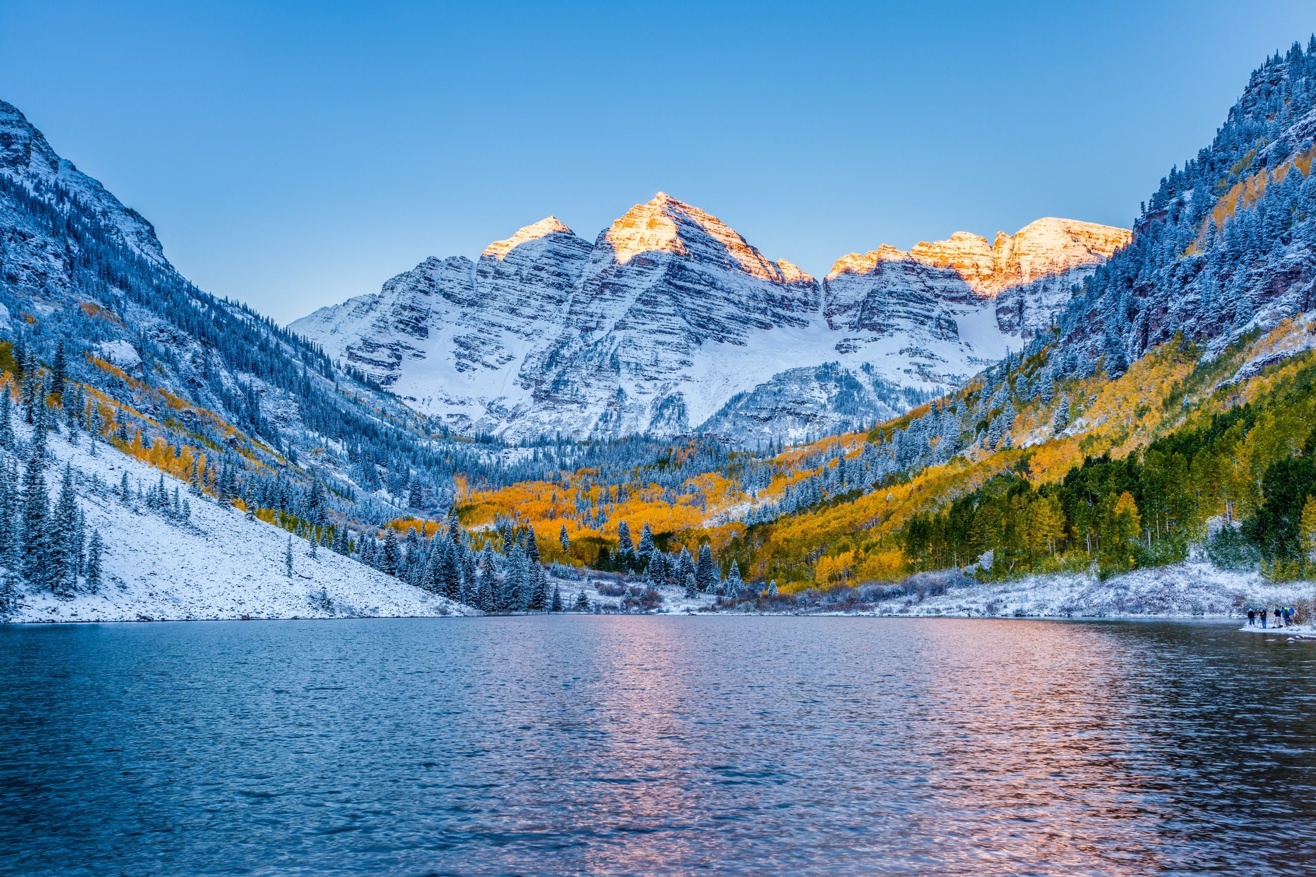 Maroon bells at sunrise, Aspen, CO.