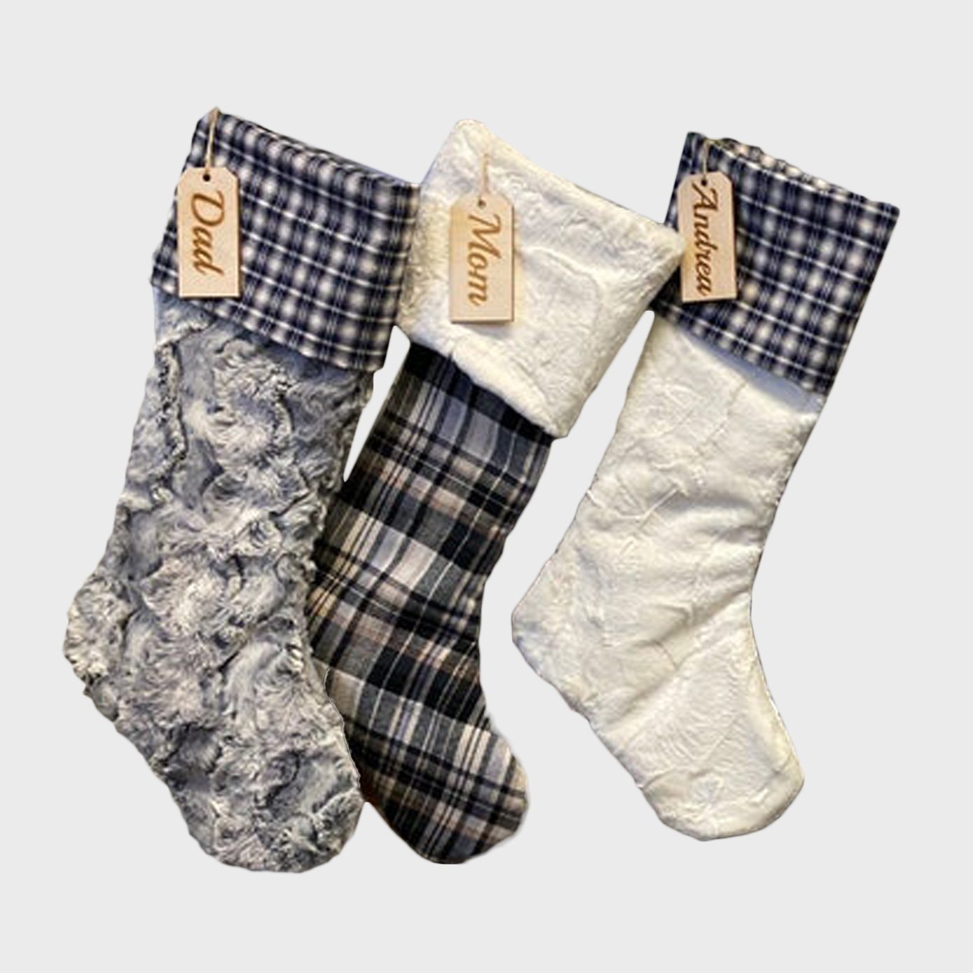 Blue Plaid Christmas Stockings Via Etsy