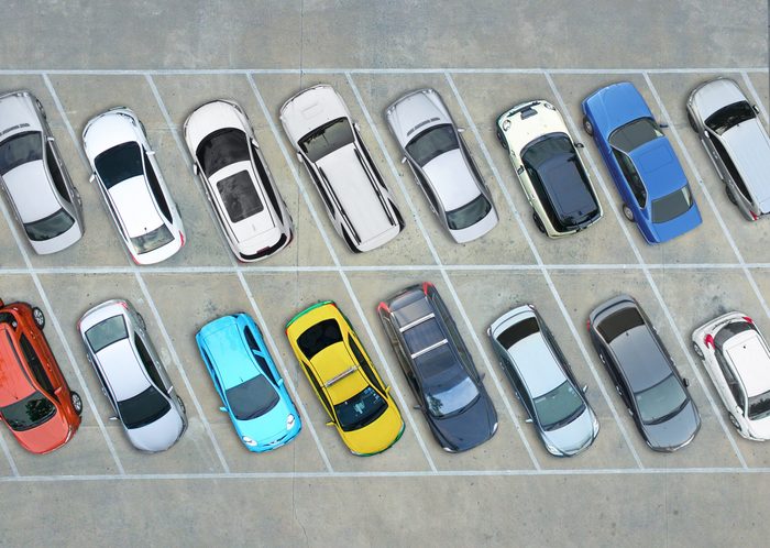 Empty parking lots, aerial view.