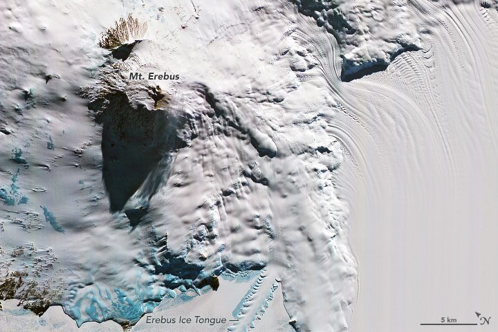 volcano erebus from space nasa