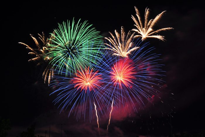 Colorful fireworks in the night sky