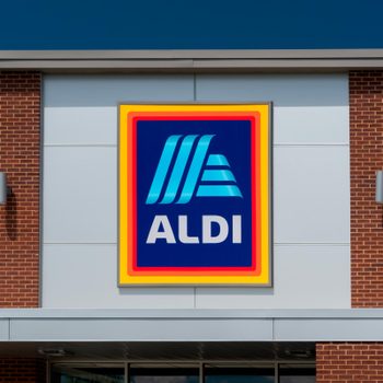 Aldi grocery store sign on a building