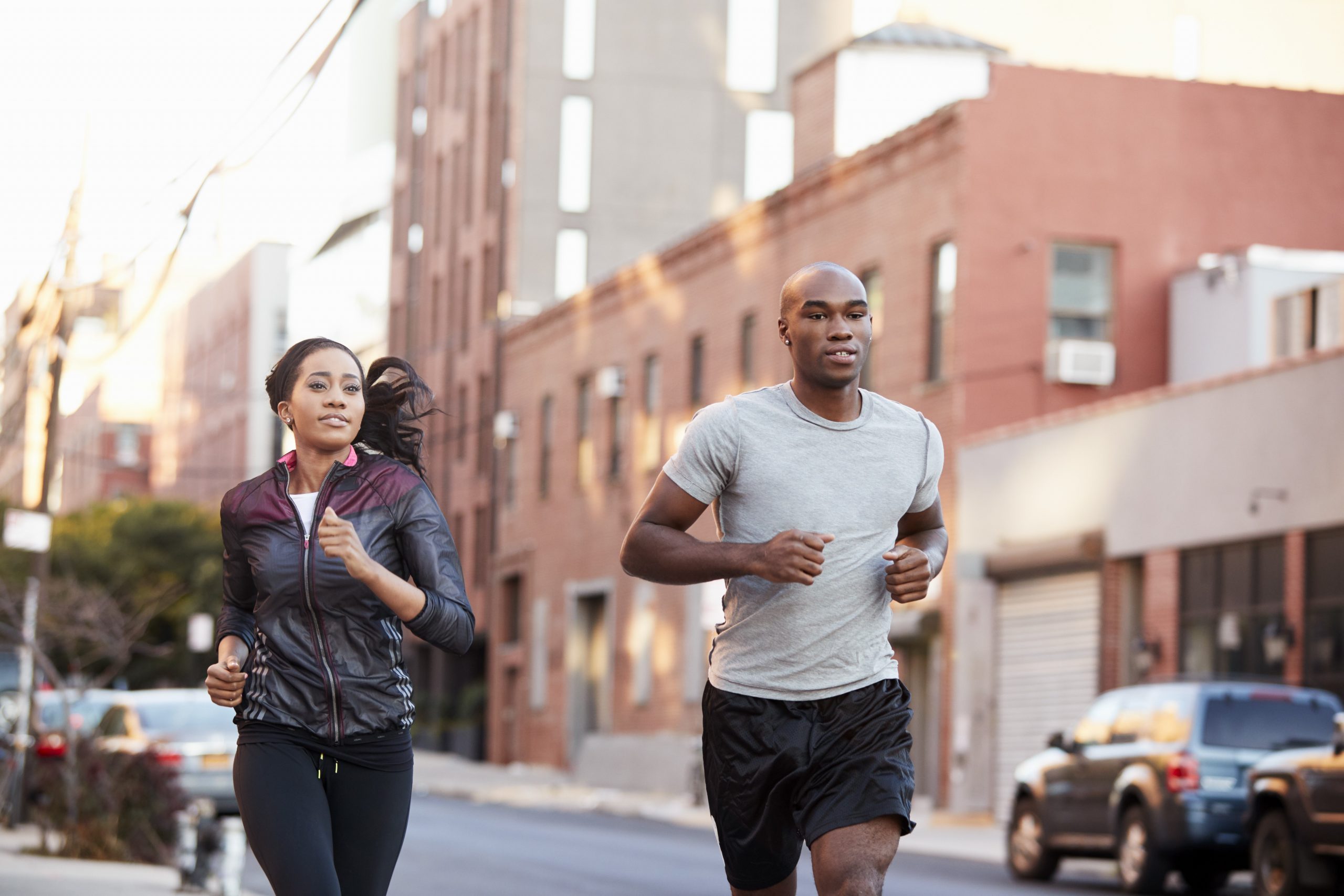 young couple running together for fitness