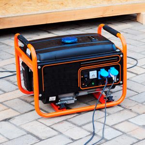 Mobile Gasoline Generator on the Building Site