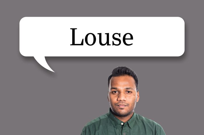 man with speech bubble "louse"