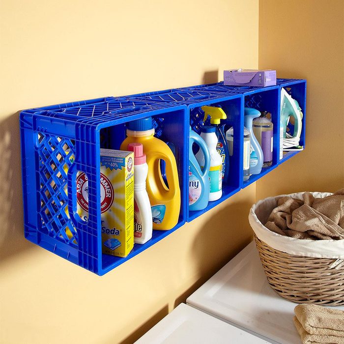 milk crates laundry storage
