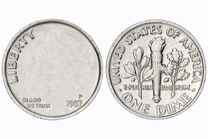 dime coin. no face.