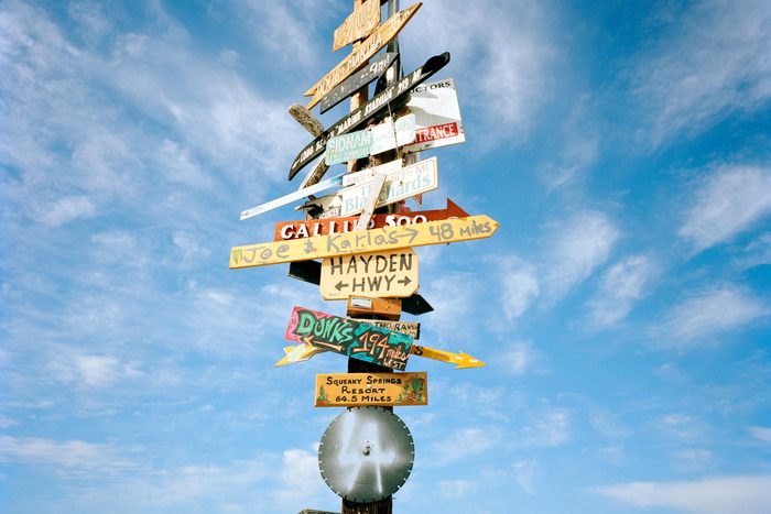 Signpost in the desert in Nevada, USA