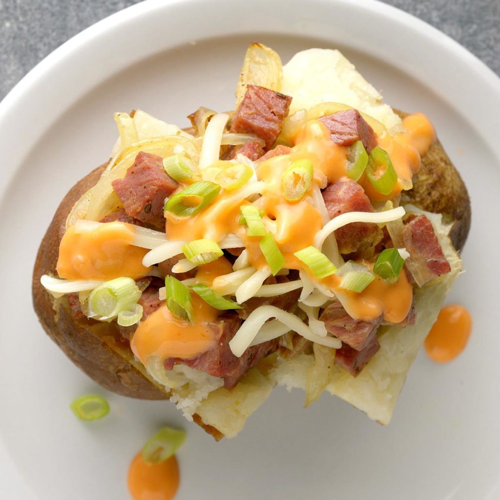 Corned Beef Baked Potatoes