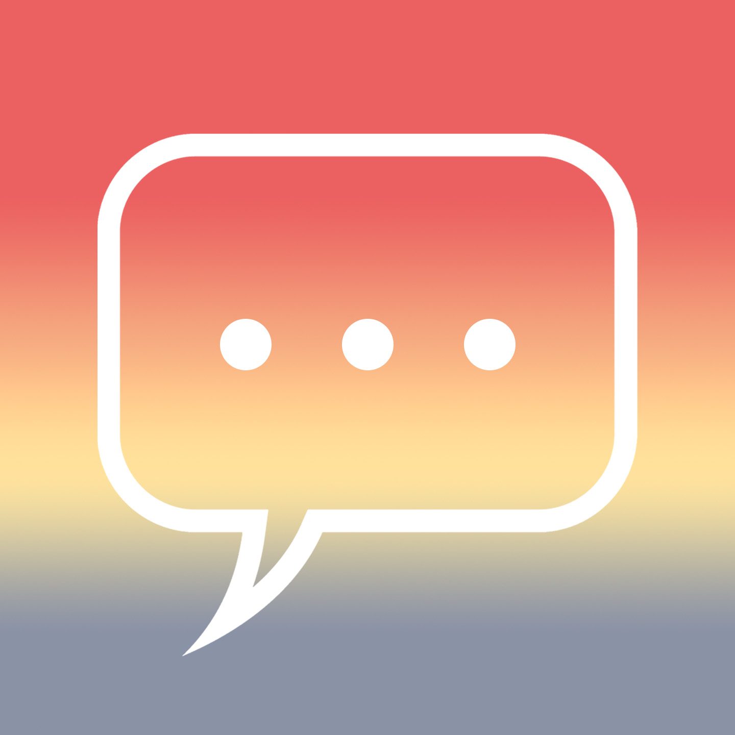 speech bubble with "..." over sunrise gradient