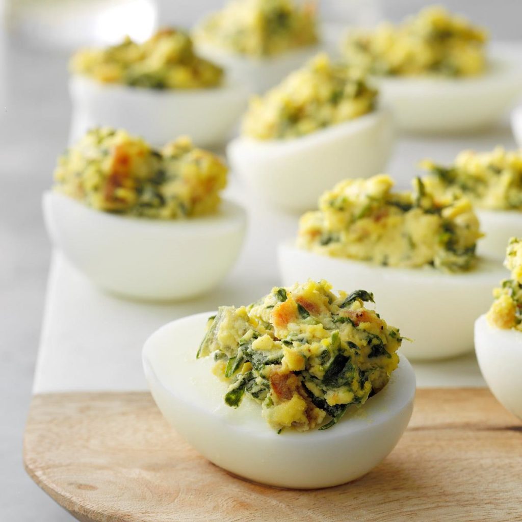 spinach deviled eggs