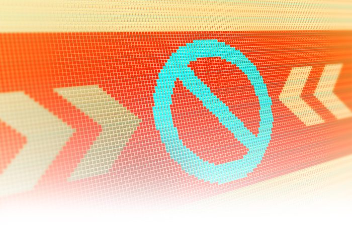 no sign symbol on pixelated cyber digital background