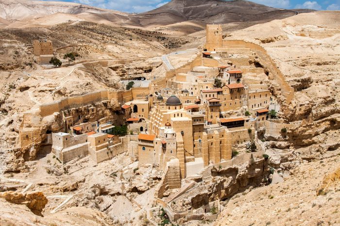 Mar Saba, Holy Lavra of Saint Sabbas, Eastern Orthodox Christian monastery overlooking the Kidron Valley. West Bank, Palestine, Israel.