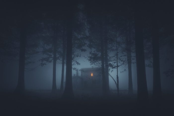 scary house in mysterious horror forest