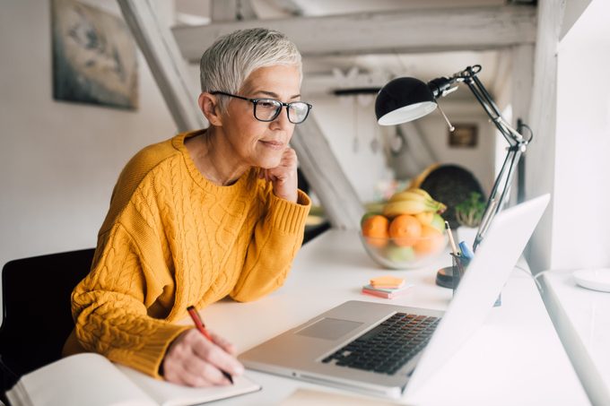 Woman working on laptop