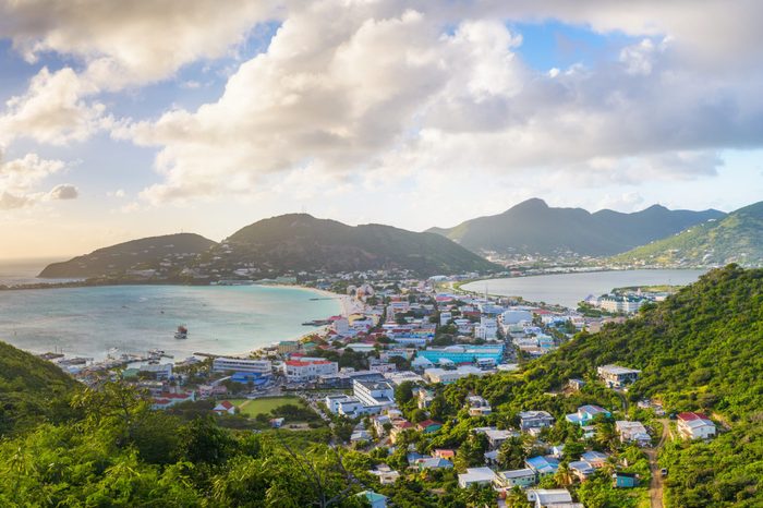 Philipsburg, Sint Maarten, cityscape at the Great Salt Pond.