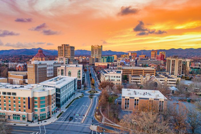 Asheville, North Carolina, USA Drone Skyline Aerial