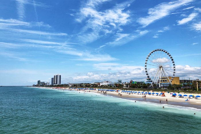 Ferris Wheel In City Against Cloudy Sky On The Beach in Myrtle Beach, United States