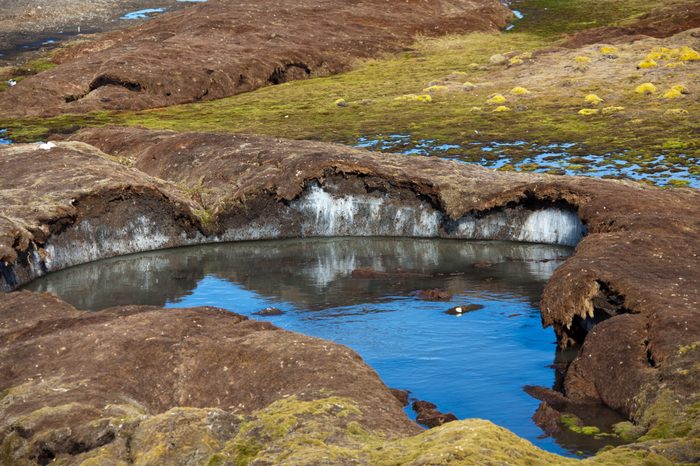 Ice under permafrost soil in Spitzbergen